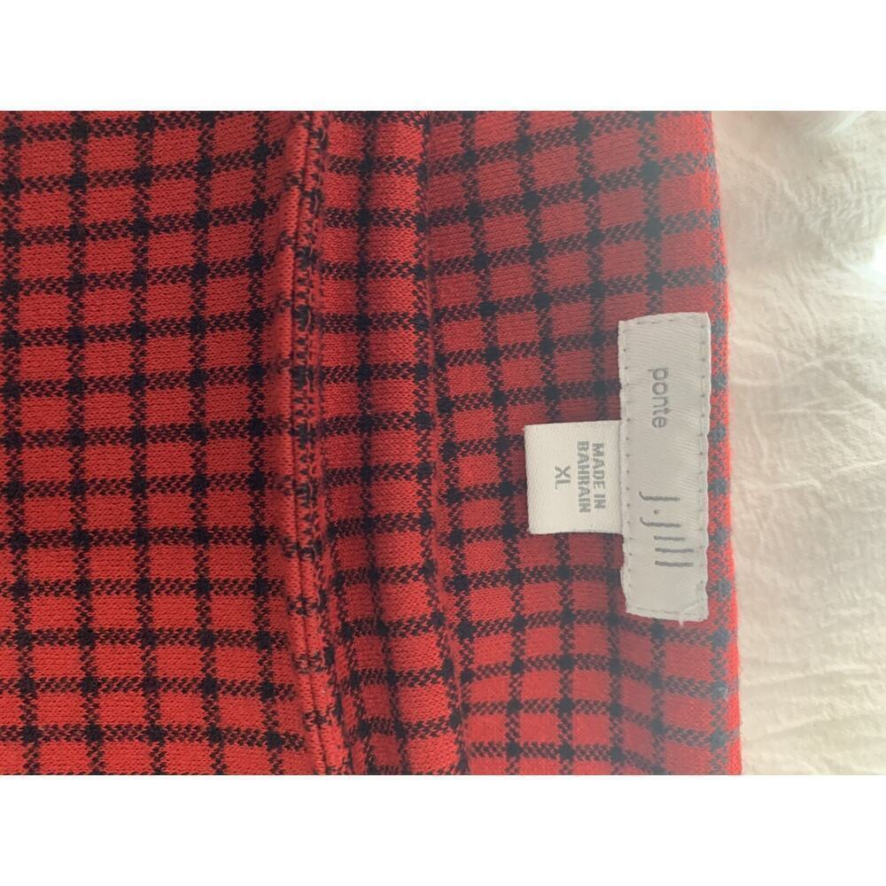 J Jill Ponte Red/Black Plaid Pull Over Tunic Top Size XL Lagenlook Artsy Holiday - Picture 7 of 9